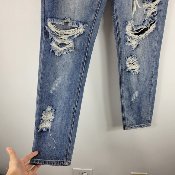 One Teaspoon Awesome Baggies Mid Rise Distressed Destroyed Straight Tapered Jean - Picture 4 of 10